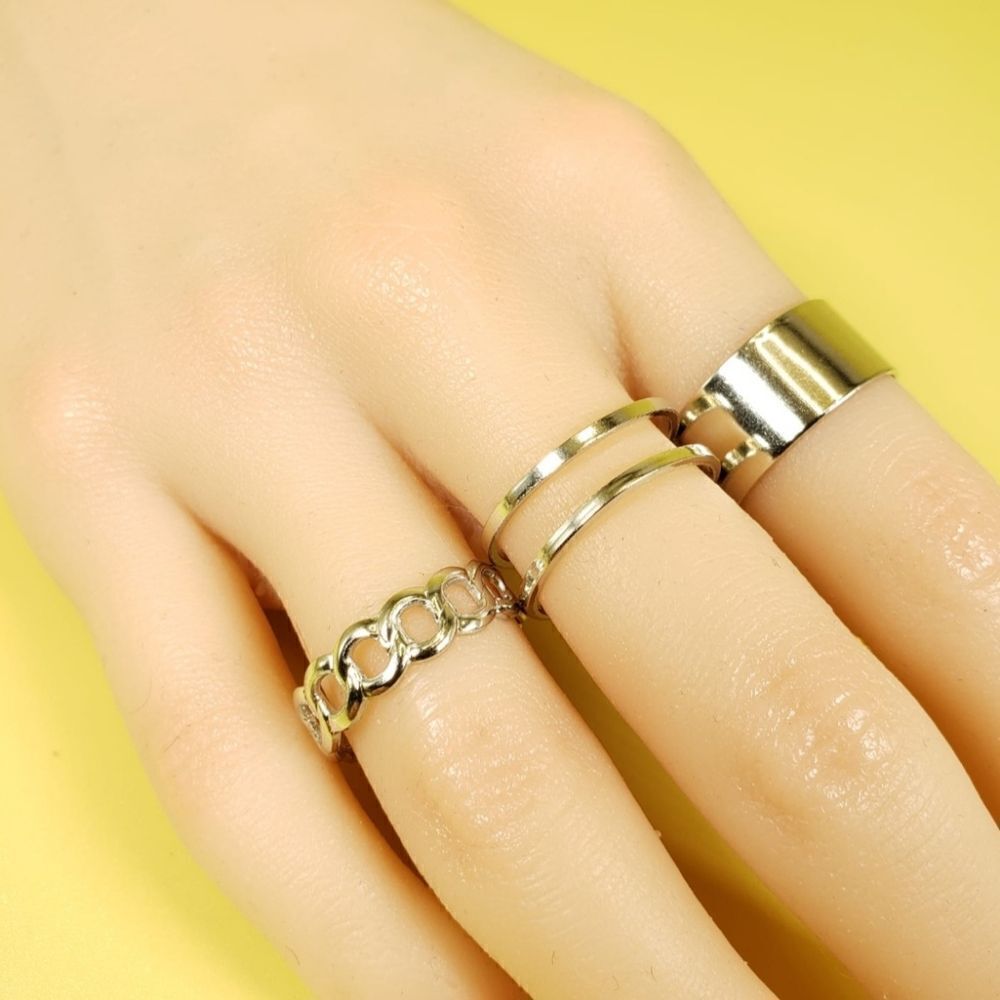 Brand New Top Fashion Set of 3 Silver Rings